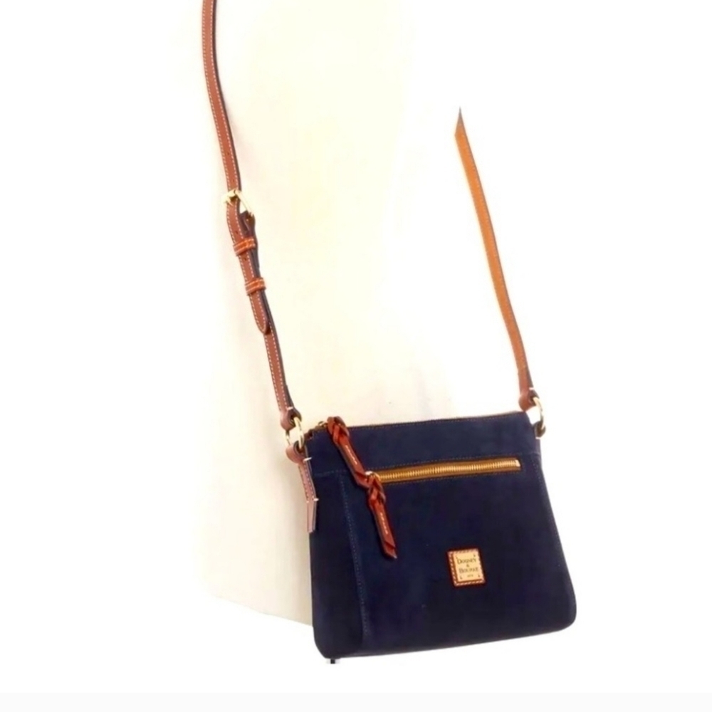 NWT Dooney & Bourke Navy Suede Allison Crossbody Retail $238, Classic, Casual